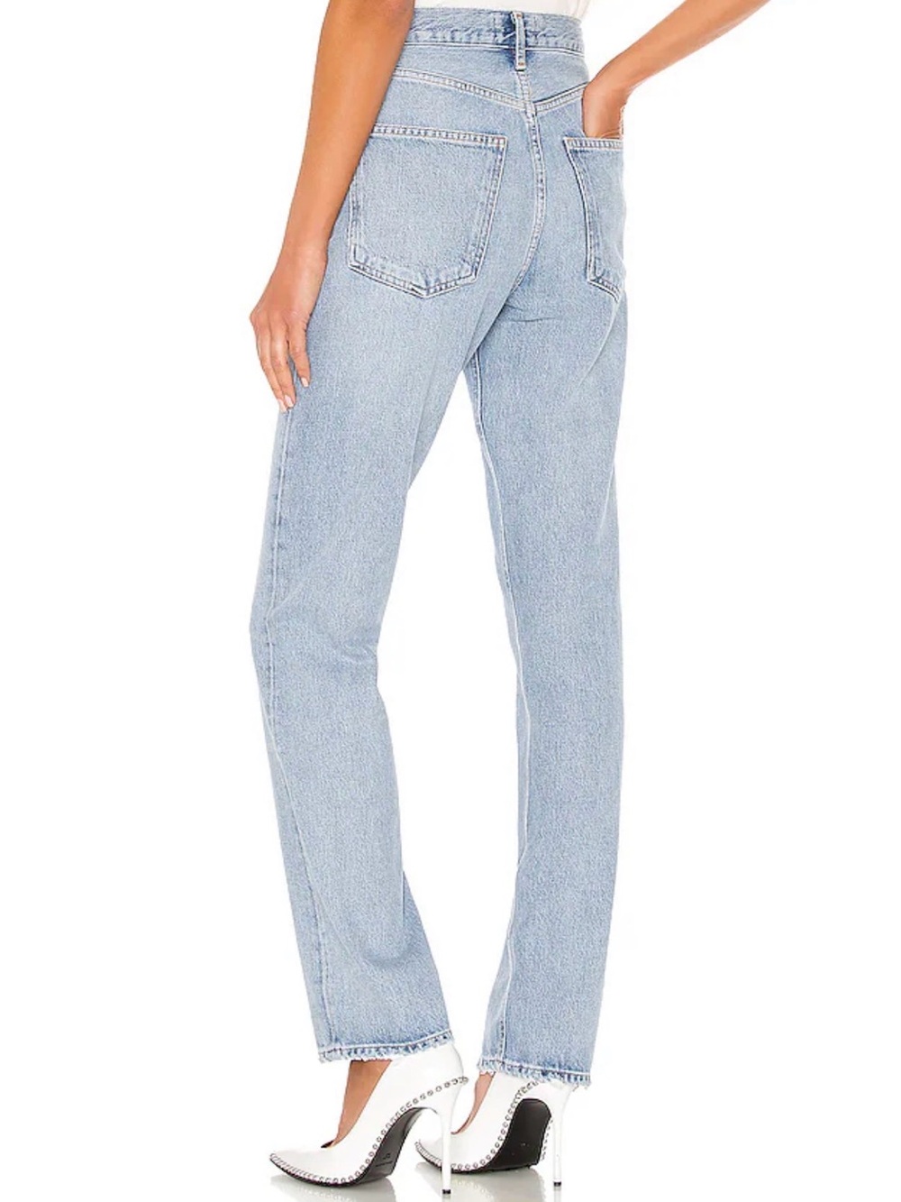 High-Rise Straight Leg Women's Jeans in Light Blue - Picture 3 of 6